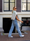 Sweater Wildflower | Grijs met groene opdruk | Tall