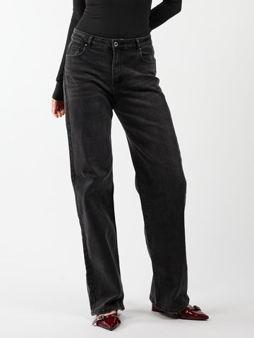 Maddy Wide Leg Jeans | Washed Black | Stretch | Tall