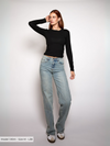 Maddy Wide Leg Jeans | Washed blue | Stretch | Tall