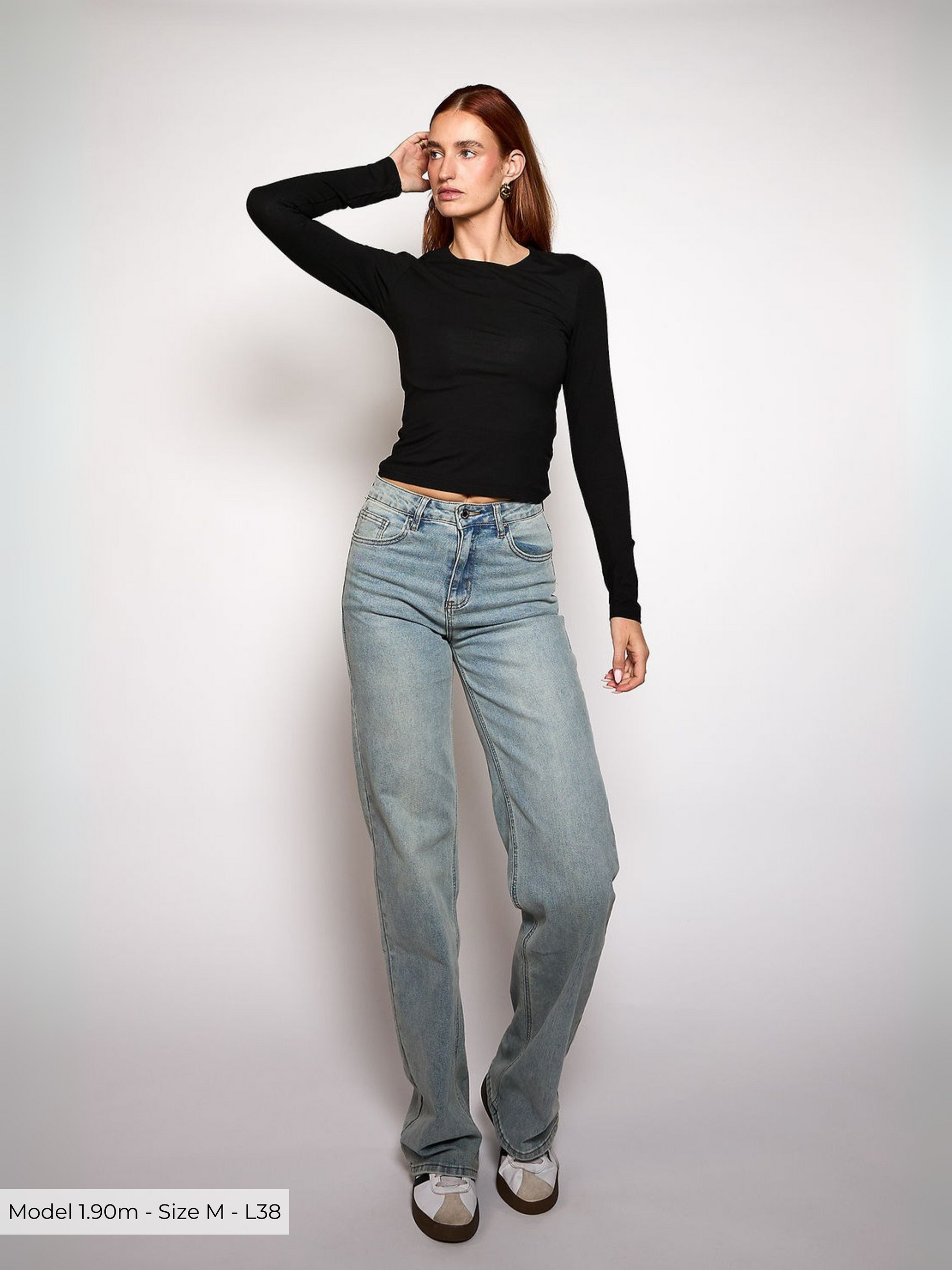 Maddy Wide Leg Jeans | Washed blue | Stretch | Tall