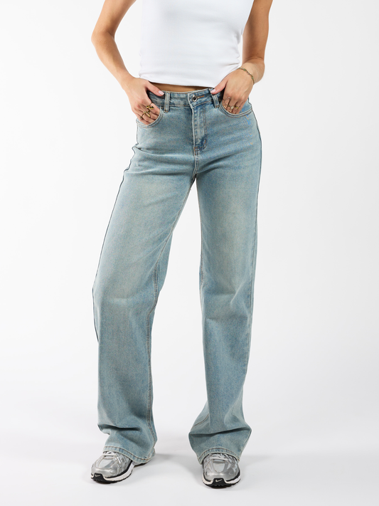 Maddy Wide Leg Jeans | Washed blue | Stretch | Tall