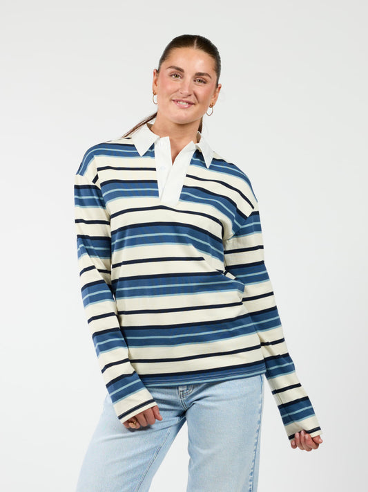 Maya Polo | Gestreept wit blauw | Tall