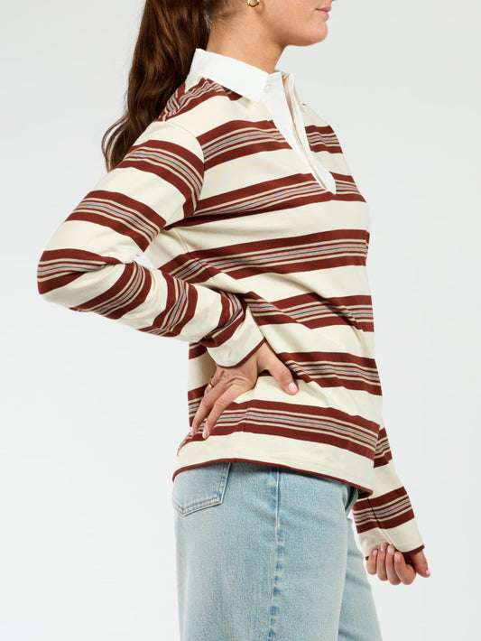 Maya Polo | Gestreept wit bordeaux | Tall