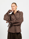 Millie blouse | Bruin geruit | Tall