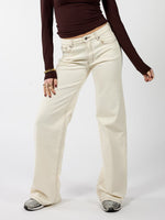 Mira | Super Wide Leg Jeans | Cream | Stretch | Tall