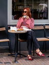 Nine Tee | Wijd uitlopende mouw | Gestreept wit rood | Tall