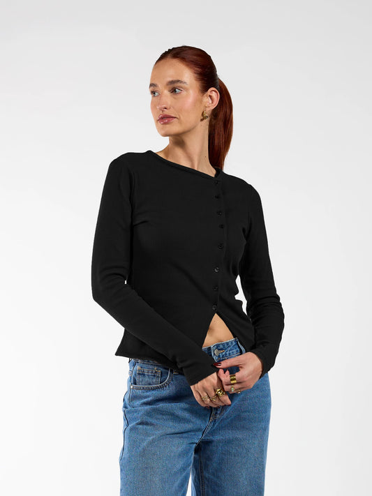 Nala top met knopen | Tall | Zwart