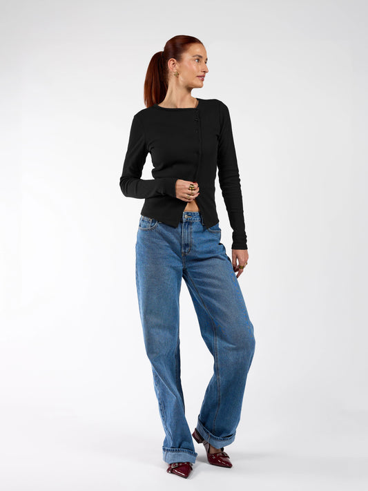 Nala top met knopen | Tall | Zwart