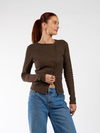 Nala top met knopen | Tall | Bruin