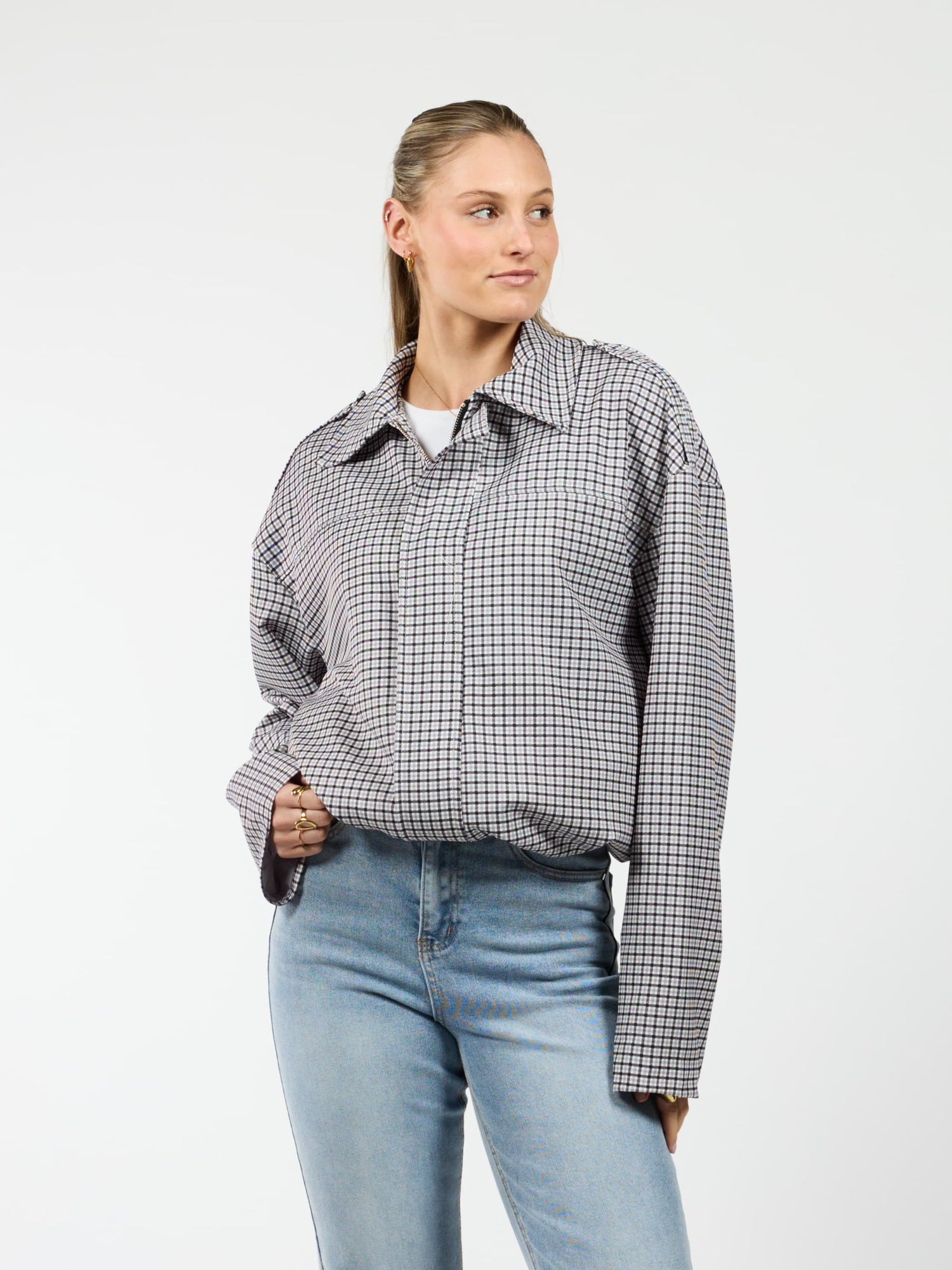 Naya jacket | Geruit zwart | Tall