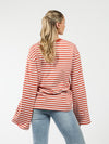 Nine Tee | Flared sleeve | Striped white orange | Tall