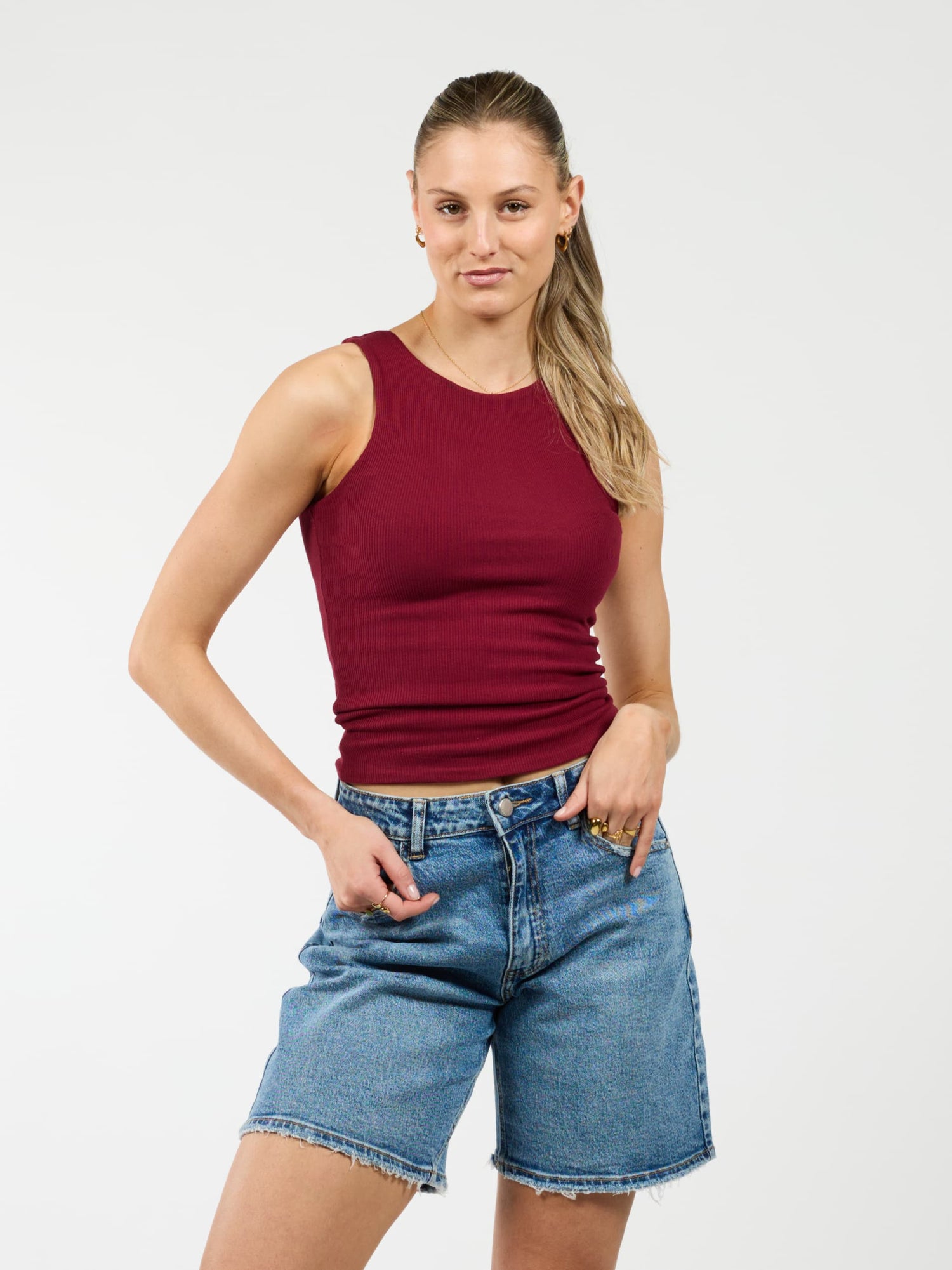 Noa Basic Tank Top | Berry | Tall