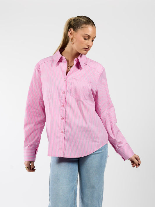 Noah blouse | Roze gestreept | Tall