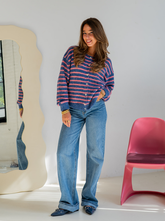 Vest Vive | Blauw roze gestreept | Tall