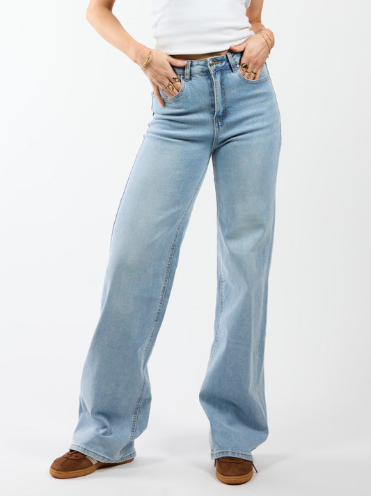 Sassy | Super Wide Leg Jeans | Stretch | Blauw | Tall