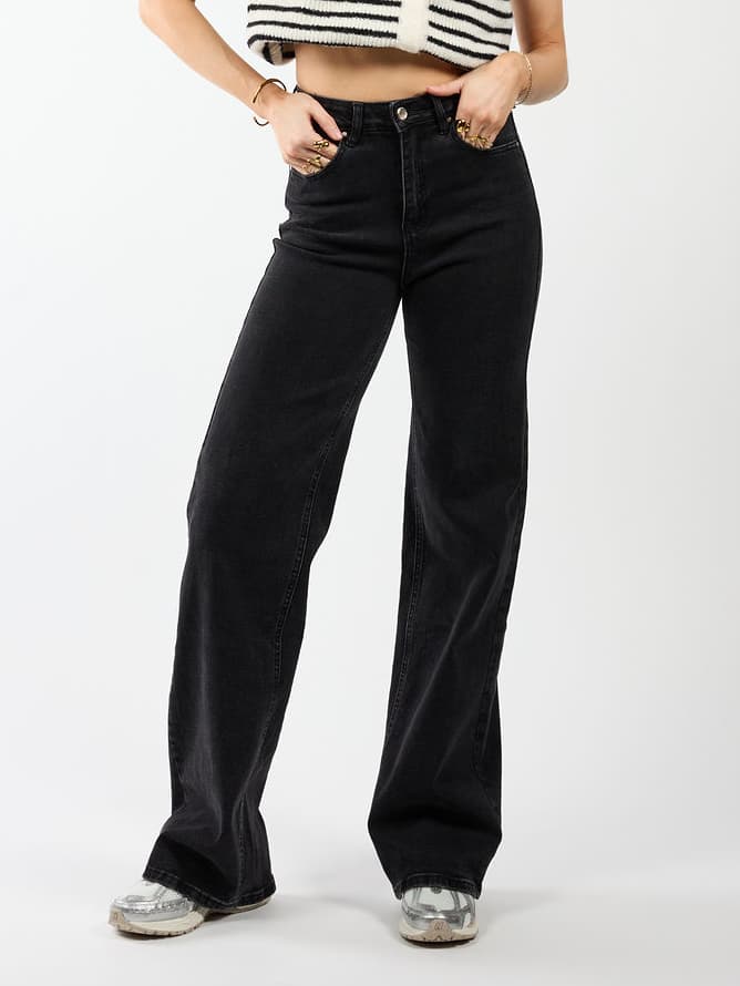 Sassy | Super Wide Leg Jeans | Stretch | Washed black | Tall