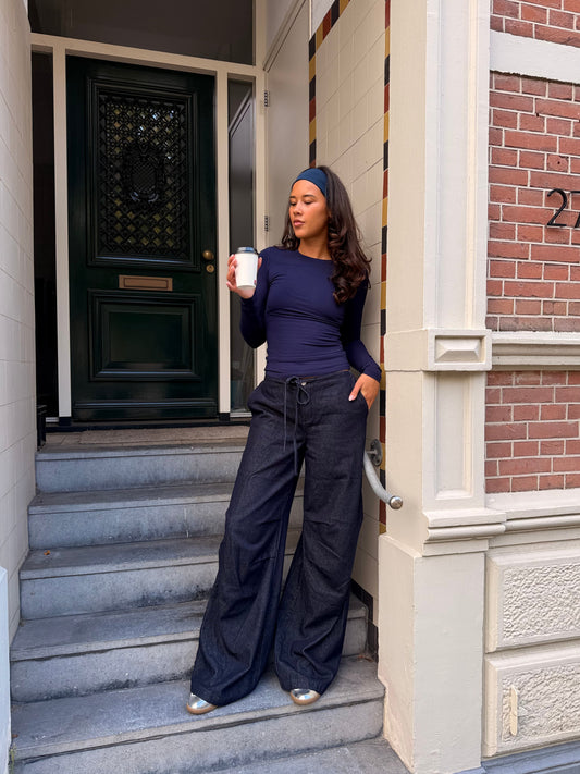Riley Relaxed Jeans | Drawstring | Navy blauw | Tall