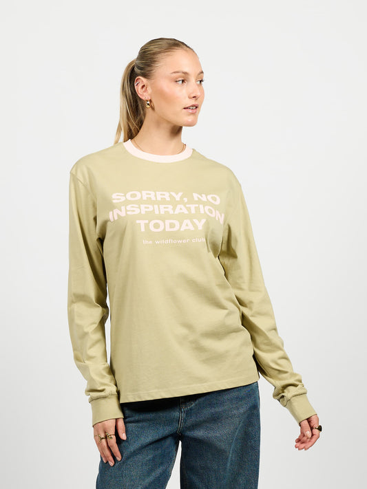 No Inspiration Tee | Khaki met roze | Tall