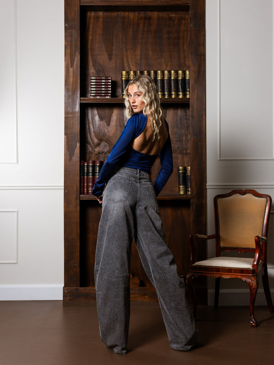Lucie top open rug | Longsleeve | Navy | Tall