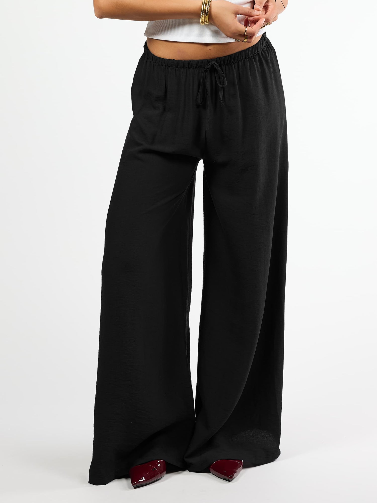 Steph | Wide leg pants | Zwart | Tall