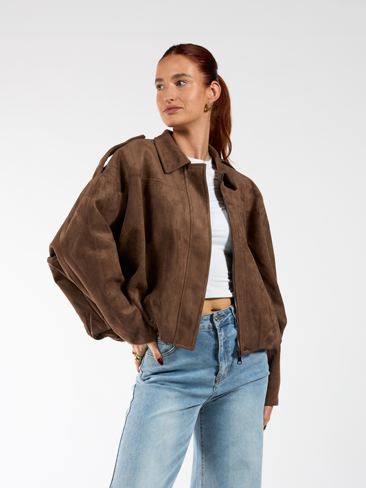 Izabel suede jacket | Bruin | Tall