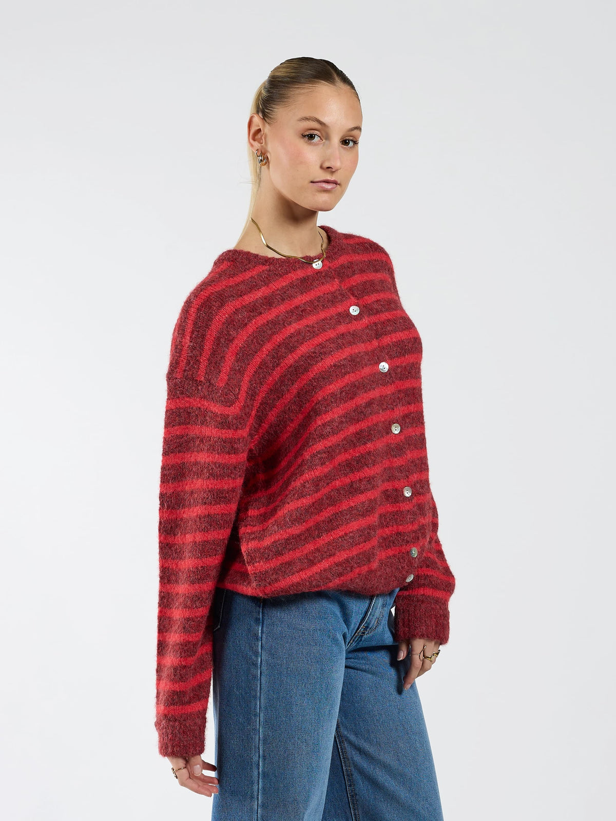Vest Vive | TALL | Rood Bordeaux gestreept | Zacht materiaal | Met ...