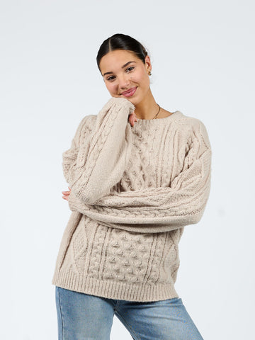 Mira Cable Knit | Beige | Tall