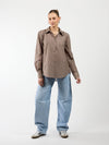 Noah blouse | Bruin geruit | Tall