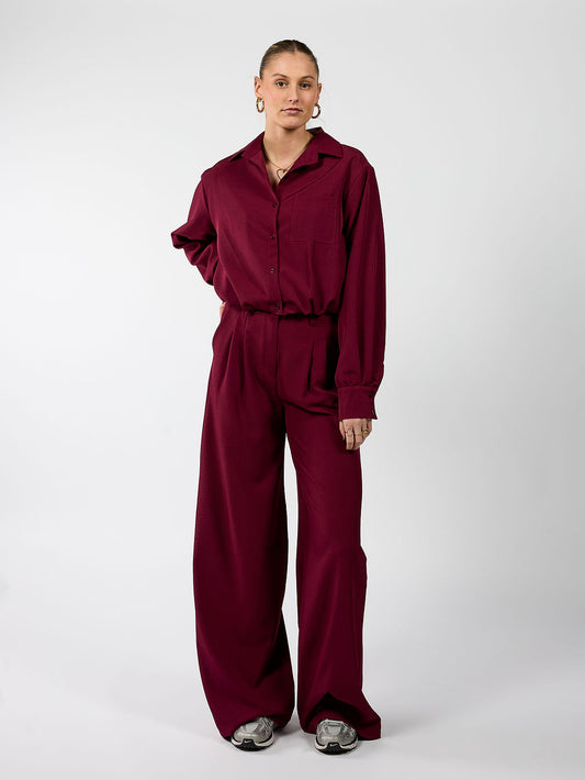 Jip | Cropped blouse | Bordeaux | Tall