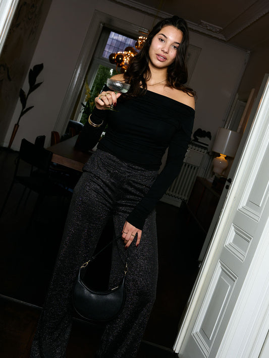 Nova Glitter Pantalon | Zwart | Tall