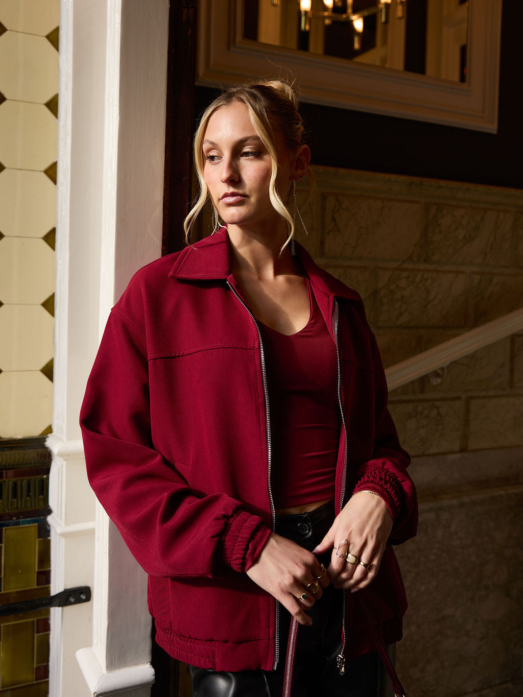 Lily jacket met kraag | Bordeaux | Tall