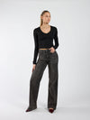 Sassy | Super Wide Leg Jeans | Diamond Stripes | Stretch | Washed Black | Tall
