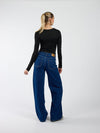 Indy | Mid Waist Wide Leg Jeans | Dark blue | Stretch | Tall