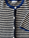 Lena Gebreid Vest met Knoopjes | Wit Donkerblauw gestreept | Tall