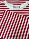 Nine Tee | Wijd uitlopende mouw | Gestreept wit rood | Tall