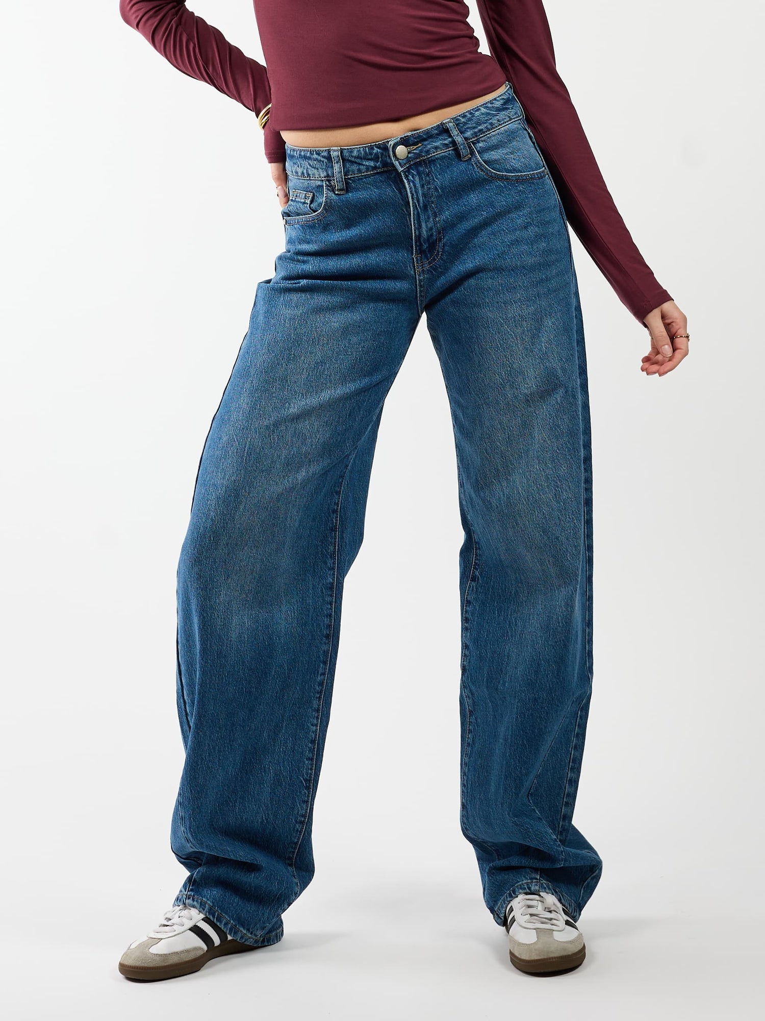 Zoey Barrel Jeans | Mid waist | Ocean blue | Stretch | Tall