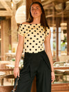 Amber Polkadot top | Geel zwart | Tall