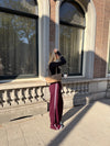 Izzy Pants | Bordeaux with pink stripe | Tall