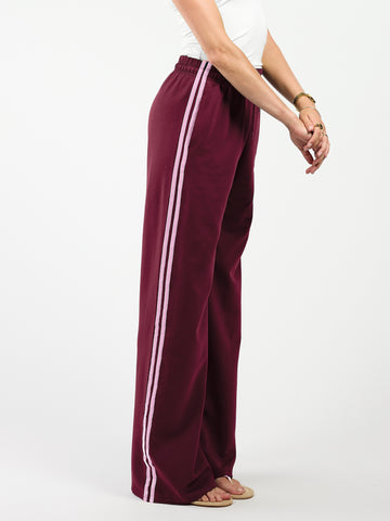 Izzy Pants | Bordeaux with pink stripe | Tall