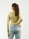 Cilia | Long sleeve top met knopen | Groen | Tall