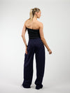 Ella | Wide leg trousers with pleats | Navy with pinstripe | Tall