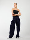 Ella | Wide leg trousers with pleats | Navy with pinstripe | Tall