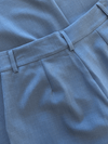 Ella | Wide leg pantalon met plooien | Denim blauw | Tall
