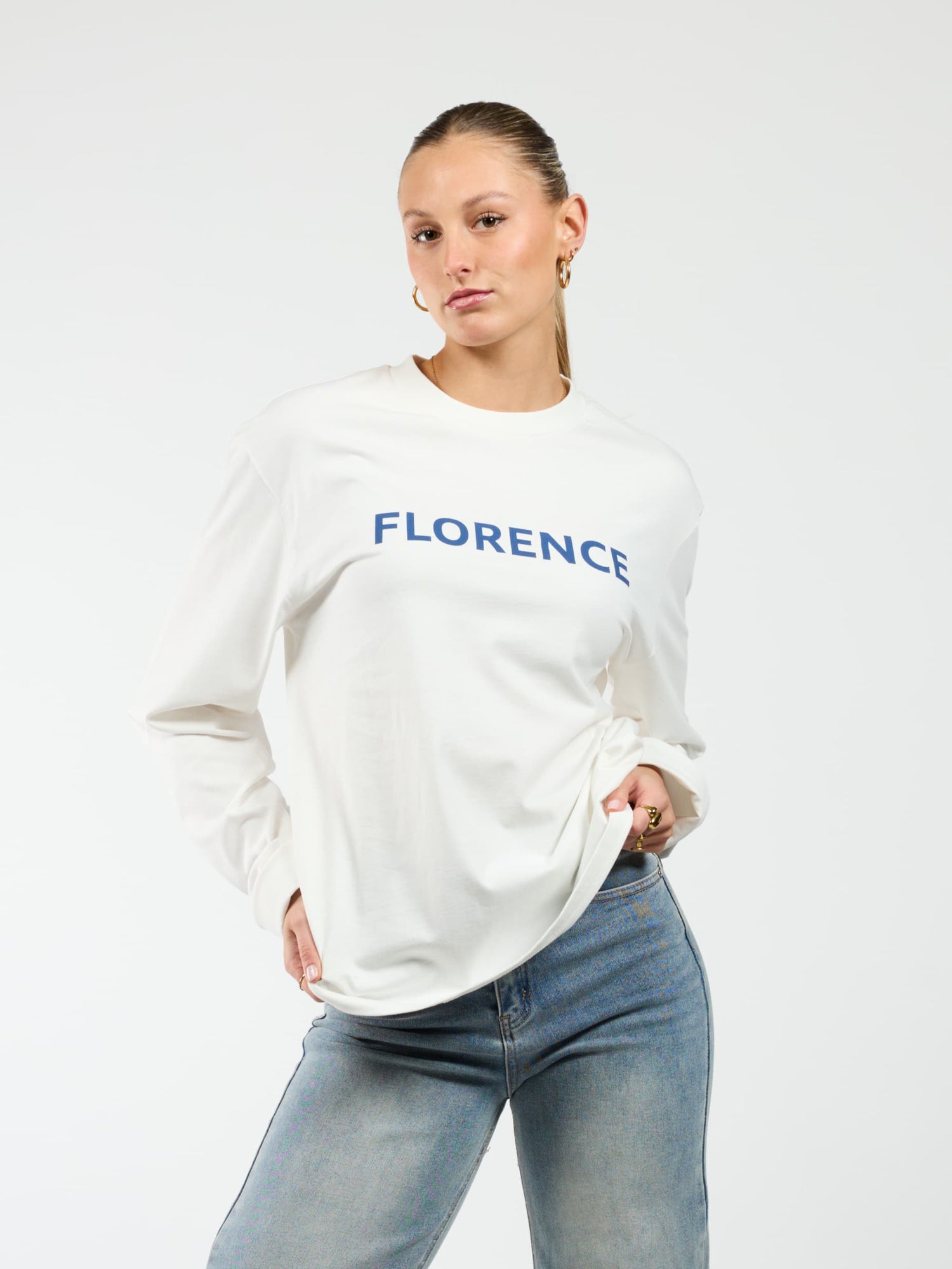 Florence Tee | Navy opdruk | Tall