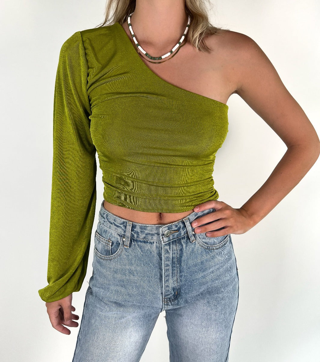 One shoulder top | Olive | Tall