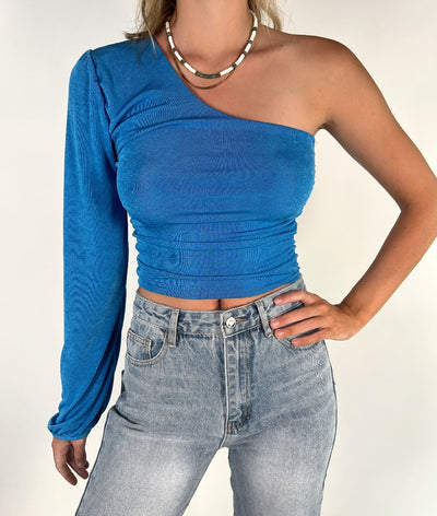 One shoulder top | Blue | Tall