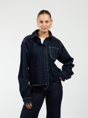Indy | Co-ord | Denim jacket | Navy blauw | Stretch | Tall