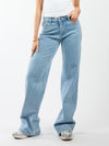Indy | Mid Waist Wide Leg Jeans | Met krijtstreep | Stretch | Tall