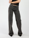 Jade Super Wide Leg Jeans | Mid waist | Dark gray |