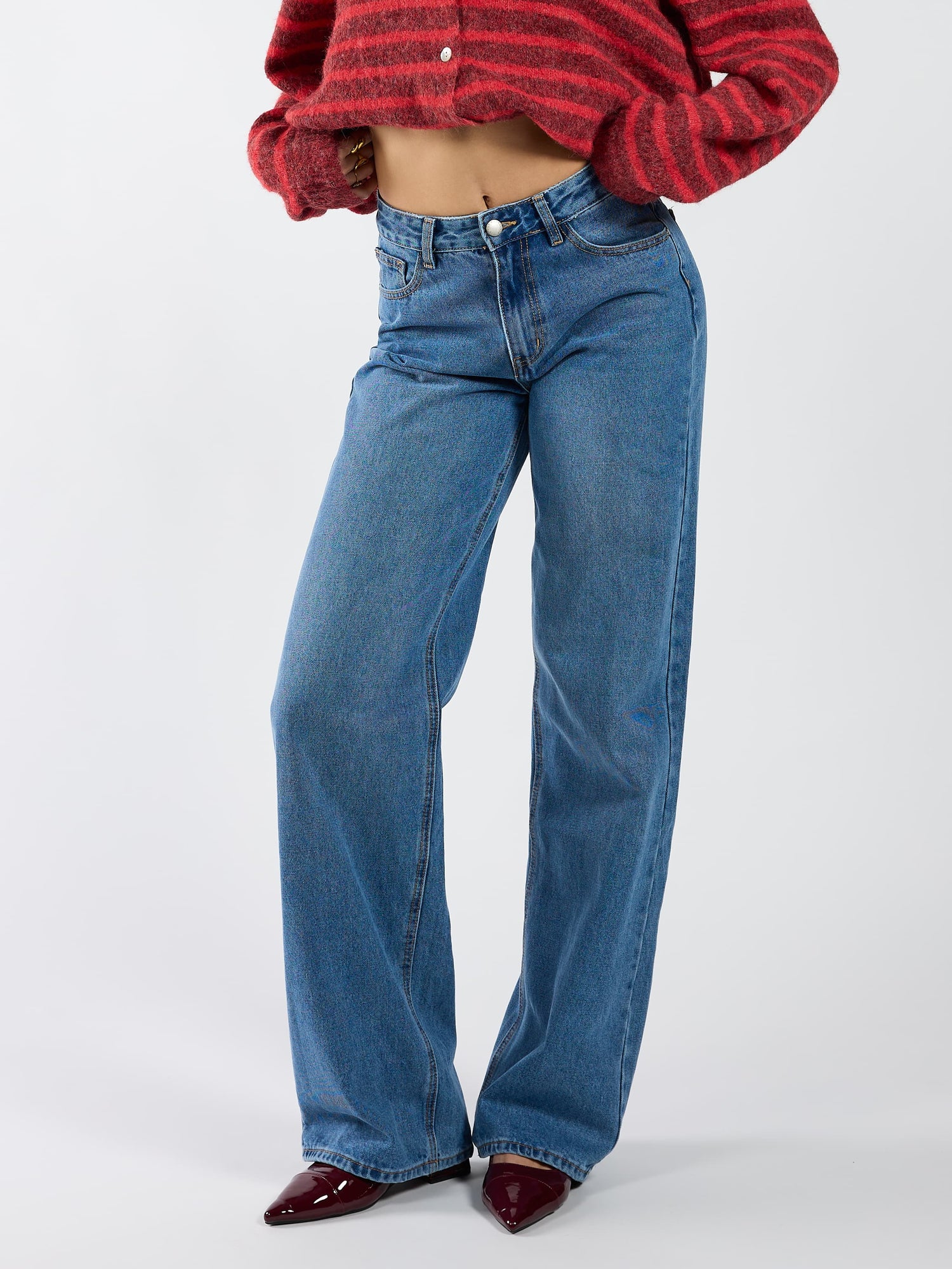 Jade Super Wide Leg Jeans | Mid-waist | Blue | Tall